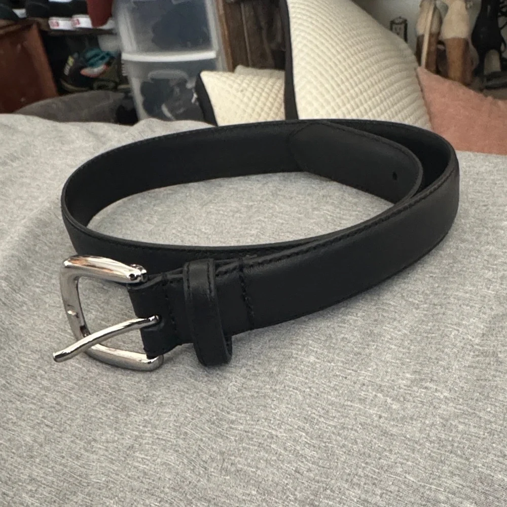 Janie and Jack Black Belt with Silver Buckle